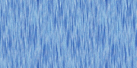 Indigo ikat dye stripe marled seamless border. Asian style wavy distort weave print banner in modern blue white.