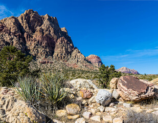 Colorful Rock Formations and The Rainbow Mountains on The First Creek Trail, Red Rock Canyon...