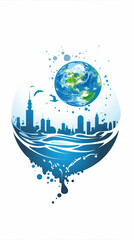 Celebrating World Hydrography Day With a Creative Cityscape and Water Drop Illustration