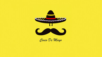 Mexican party concept with cactus, maracas and sombrero hat. Cinco de Mayo holiday . Generative Ai
