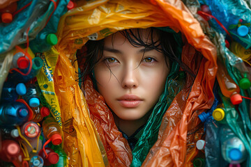 In an eco-conscious scene, people proudly wear clothes crafted from recycled plastic, showcasing sustainability and style in a fashion-forward statement