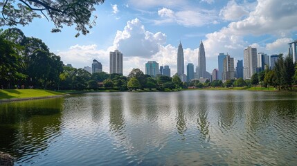 Fototapeta premium Kuala Lumpur Malaysia skyline at Titiwangsa Park