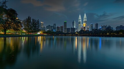 Naklejka premium Kuala Lumpur Malaysia skyline at Titiwangsa Park