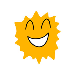 Cartoon baby cute abstract sun. Colorful character.