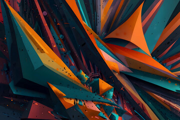 An abstract digital artwork showcasing weird and unconventional shapes and patterns, arranged in a chaotic yet mesmerizing composition, Highly details,8k image 