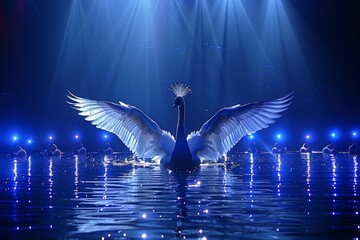 Swan Floating on Top of a Body of Water