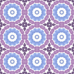 Patrón sin costuras efecto acuarela caidoscopio. Estampado. Textura. Fondo. Repetición infinita. Vintage. Colores fríos