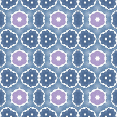 Patrón sin costuras efecto acuarela caidoscopio. Estampado. Textura. Fondo. Repetición infinita. Vintage. Colores fríos