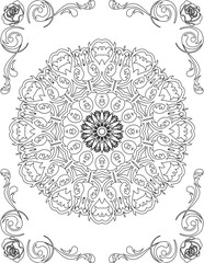 Printable Mandala Coloring Page for Adults. Educational Resources for School for Kids. Adults Coloring Book. Mandala Coloring Activity Worksheet.