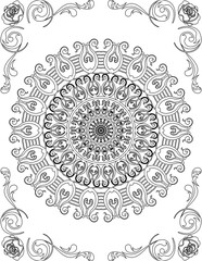 Printable Mandala Coloring Page for Adults. Educational Resources for School for Kids. Adults Coloring Book. Mandala Coloring Activity Worksheet.