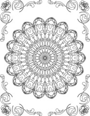 Printable Mandala Coloring Page for Adults. Educational Resources for School for Kids. Adults Coloring Book. Mandala Coloring Activity Worksheet.