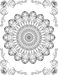 Printable Mandala Coloring Page for Adults. Educational Resources for School for Kids. Adults Coloring Book. Mandala Coloring Activity Worksheet.