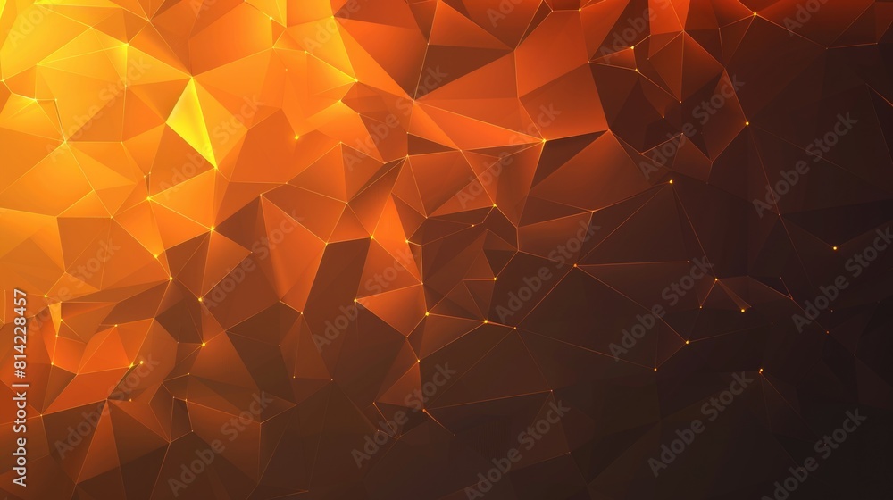 Poster black orange low-polygonal background in the form of polygons, lines, and dots. ai generative.