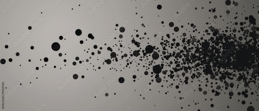 Poster black dots in progression on a gray background. abstract background or screensaver on pc. ai generat