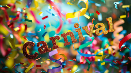 Obraz premium Top-down perspective of colorful streamers and confetti adorning a background with 