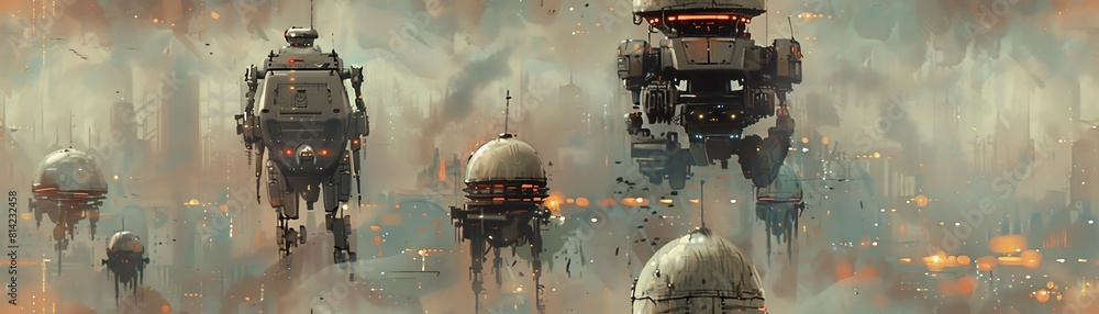 Poster capture the clash of futuristic robots and bleak dystopian settings with dynamic long shots imagine 