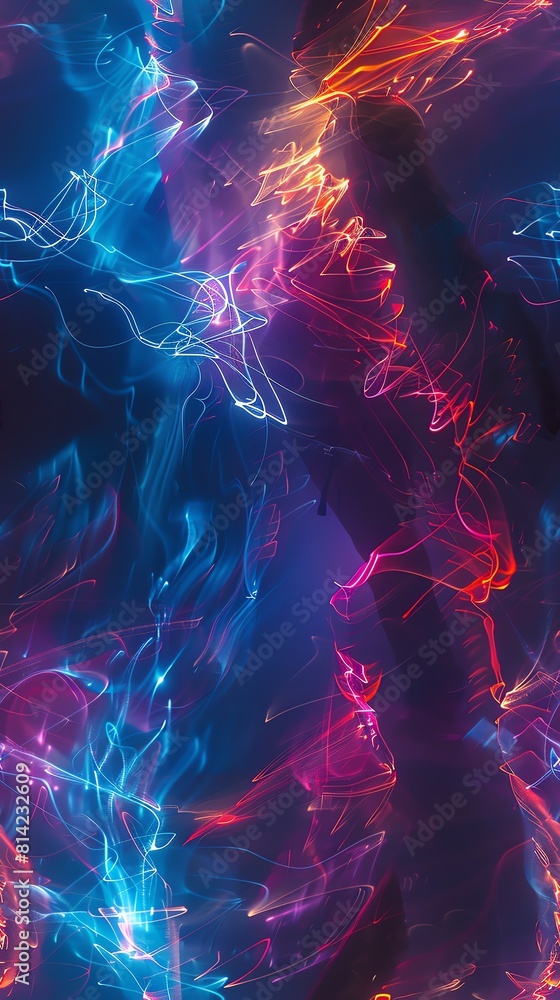 Poster capture the sleek lines and glowing accents of futuristic technologies merging with the fluid moveme