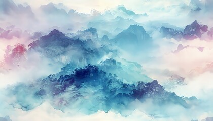Craft a breathtaking, minimalist landscape merging fantasy realms from isekai adventures seen from a birds-eye view Picture a serene, otherworldly realm in soft pastel hues