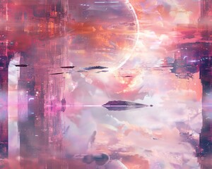 Craft a visually stunning scene where futuristic technologies intertwine with a romantic narrative