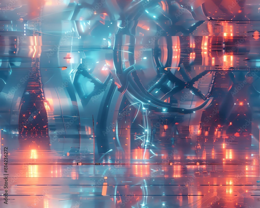 Poster explore a rear view perspective of futuristic technologies in a sleek and metallic animation style s