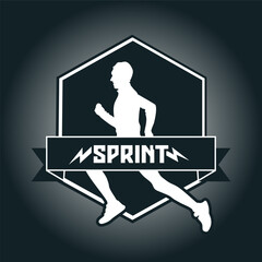 Runner Sprint art logo vector graphic illustration, sticker badge design
