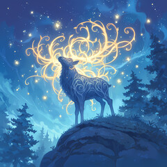 Enchantment Awakens in the Starlit Night: A Regal Deer Silhouette for Marketing Mastery