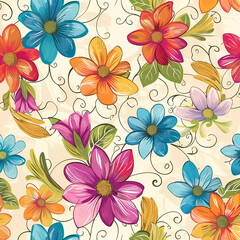 seamless floral pattern with colorful flowers appropriate for stationary and scrapbooking