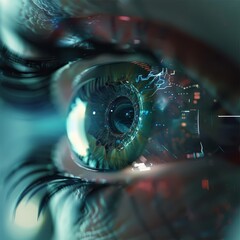 A sharp focus on a cybernetic eye implant