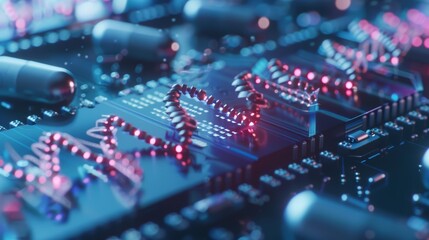 Fototapeta premium A sharp focus on a genetic sequencing chip