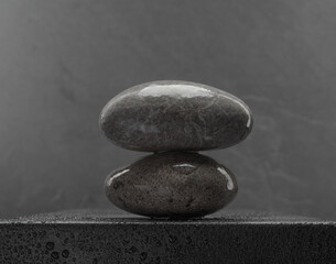 minimalistic background podium with natural stones with texture