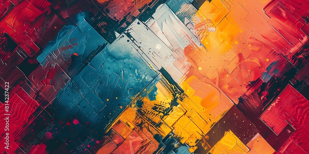 Poster capture the essence of a bustling cityscape through a dynamic aerial view create an abstract masterp