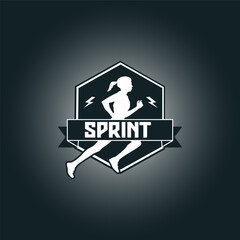 Runner Sprint art logo vector graphic illustration, sticker badge design
