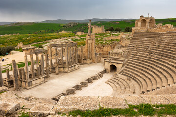 Ancient Roman Theatre of Dougga located in Teboursouk in the north-west of Tunisia