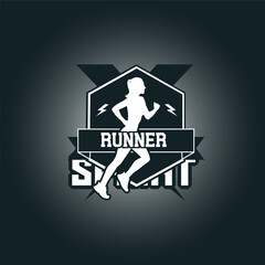 Runner Sprint art logo vector graphic illustration, sticker badge design
