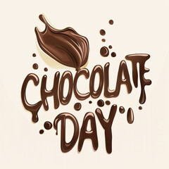 illustration of melted chocolate create text happy chocolate day