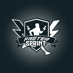 Runner frame art logo vector graphic illustration, sticker badge