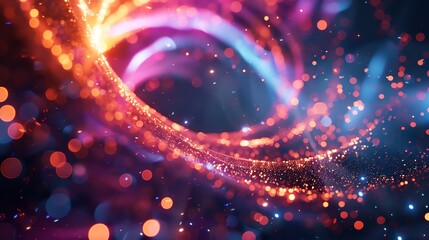 An abstract neon loop in a 3D rendering, glowing intensely against a dark backdrop, ideal for futuristic or digital media applications