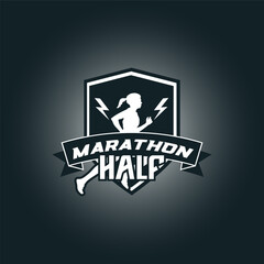 Obraz premium Runner frame art logo vector graphic illustration, sticker badge