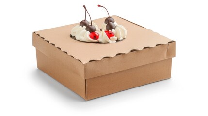 Takeaway cake box isolated on white background with clipping path