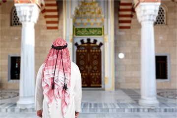 Holy muslim or arab mosque, arab man