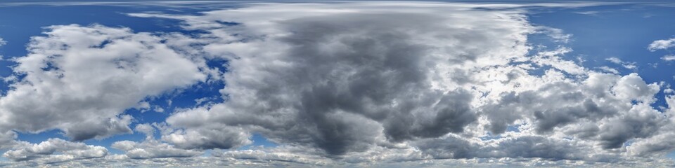 gray sky hdri 360 panorama with dark clouds before storm in seamless projection with zenith for use...