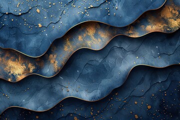 Deep Blue Backdrop Enhanced by Golden Lines and Textual Space Abstract