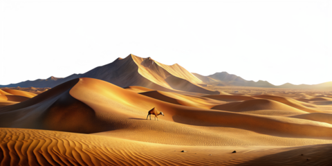 breathtaking desert landscape dunes camel wavy sand surface transparent background
