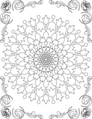 Printable Mandala Coloring Page for Adults. Educational Resources for School for Kids. Adults Coloring Book. Mandala Coloring Activity Worksheet.