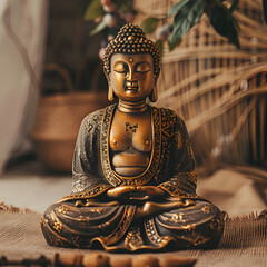 Buddha 3D statue with nature landscape