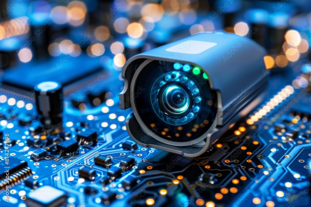 Poster urban security enhanced by cctv technology monitors behavioral anomalies and employs safety protocol