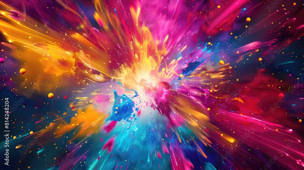Poster vibrant abstract pop background with a dynamic explosion of colors synced to the beat
