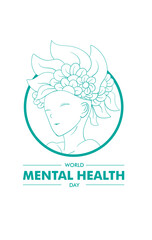 World mental health day illustration with goddess of flower sign