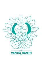 Obraz premium World mental health day illustration with goddess of flower sign