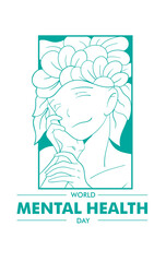 World mental health day illustration with goddess of flower sign